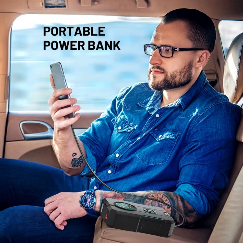 4 in 1 Car Jump Starter Air Pump Power Bank Portable Air Compressor Cars Battery Starters Starting Auto Tyre Inflator